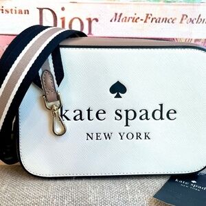 Kate Spade Cream and Brown Crossbody Camera Bag NWT